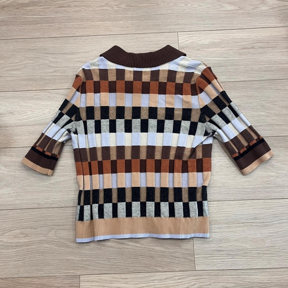 Maeve Anthropologie Patchwork Knit Cardigan Women M Preppy Academia Old Money - Picture 5 of 6